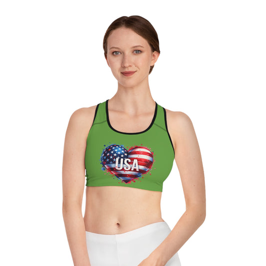 Princess Grace  Patriotic USA Sports Bra for Active Women