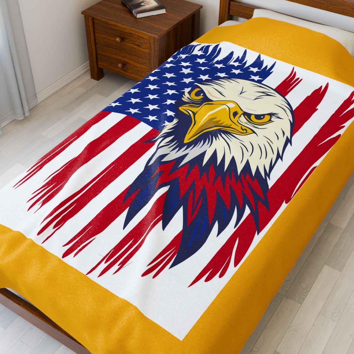 Princess Grace  Patriotic Eagle Velveteen Plush Blanket  Cozy USA Flag Throw for Independence Day and All-American Celebrations