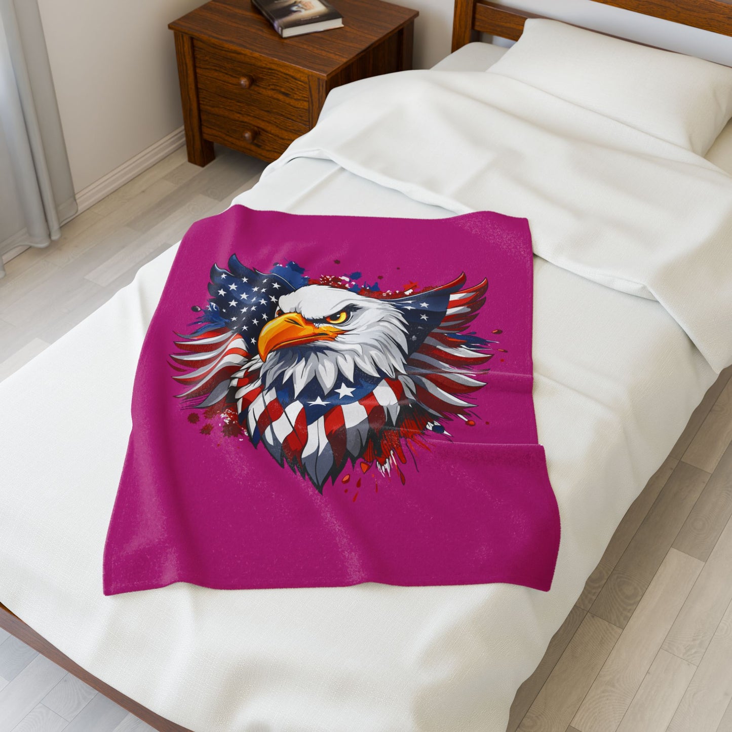 Princess Grace  Patriotic Eagle Velveteen Plush Blanket