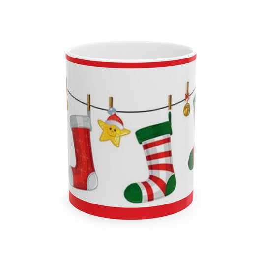 Princess Grace Festive Stocking Ceramic Mug  Perfect Holiday Gift