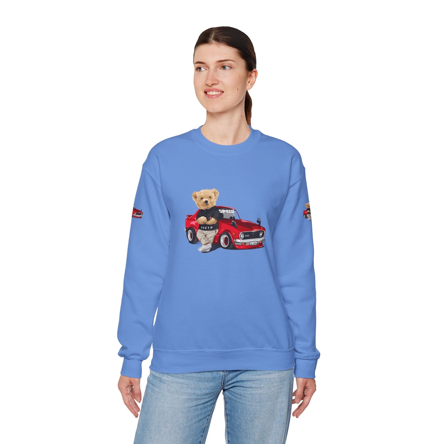 Princess Grace  Cute Bear Vintage Car Sweatshirt Unisex Heavy Blend Crewneck