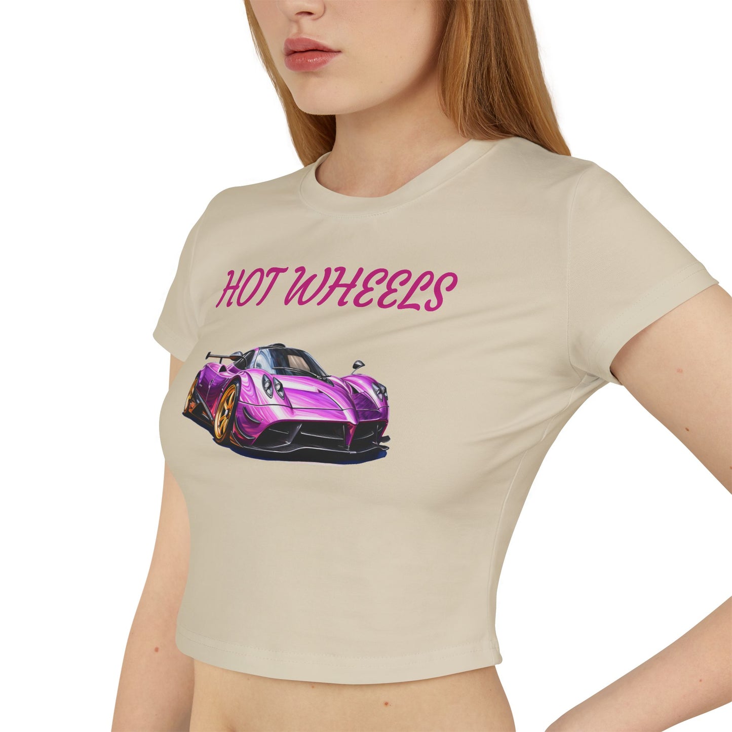 Princess Grace  Women's Hot Wheels Baby Tee Cute Pink Race Car Graphic T-Shirt