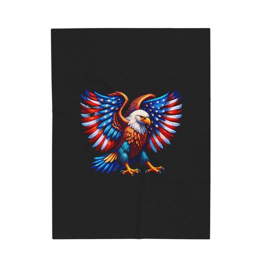 Princess Grace  Patriotic Eagle Velveteen Plush Blanket  Cozy Americana Decor