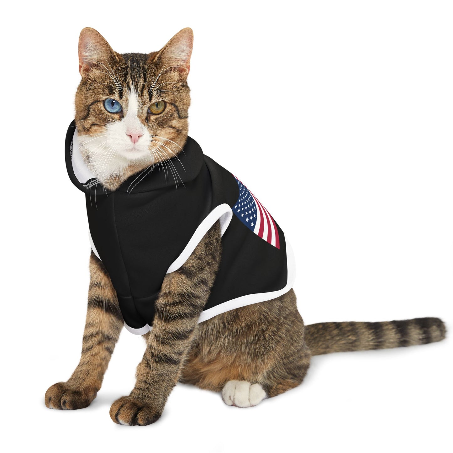 Princess Grace  Patriotic Pet Hoodie  American Flag Design for Stylish Pups