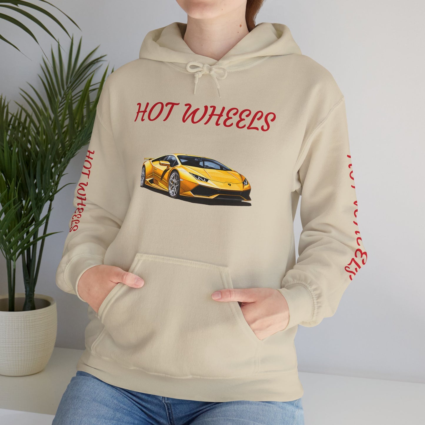 Princess Grace  Hot Wheels Unisex Hoodie Yellow Sports Car Graphic Sweatshirt