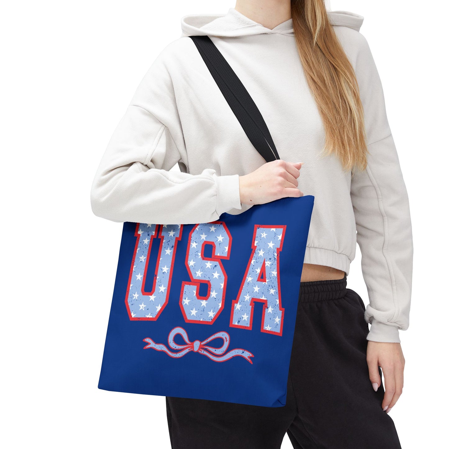 Princess Grace  Patriotic USA Tote Bag Stylish Blue Star Design for Holidays & Everyday Use