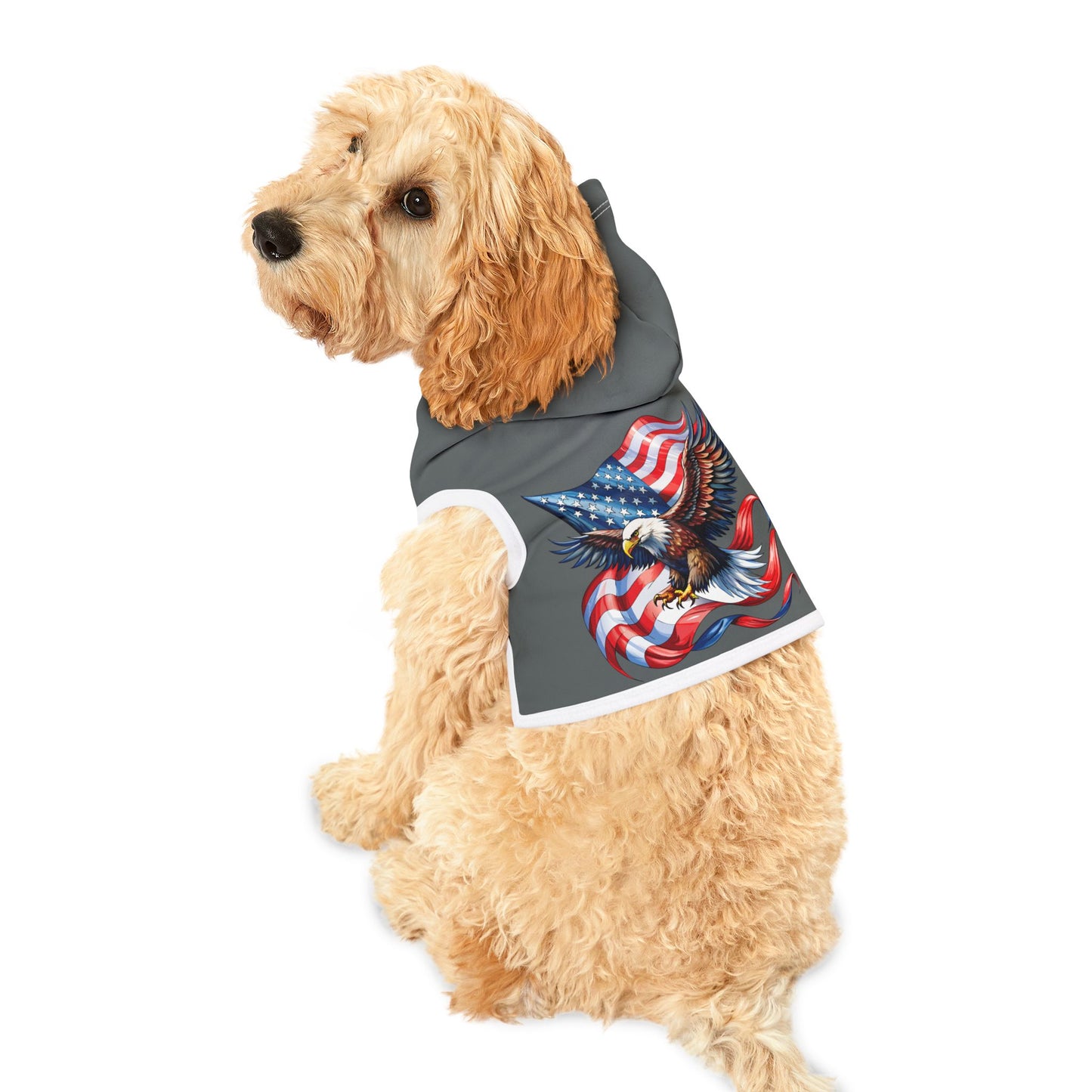 Princess Grace  Patriotic Eagle Pet Hoodie  Perfect for Independence Day Celebrations