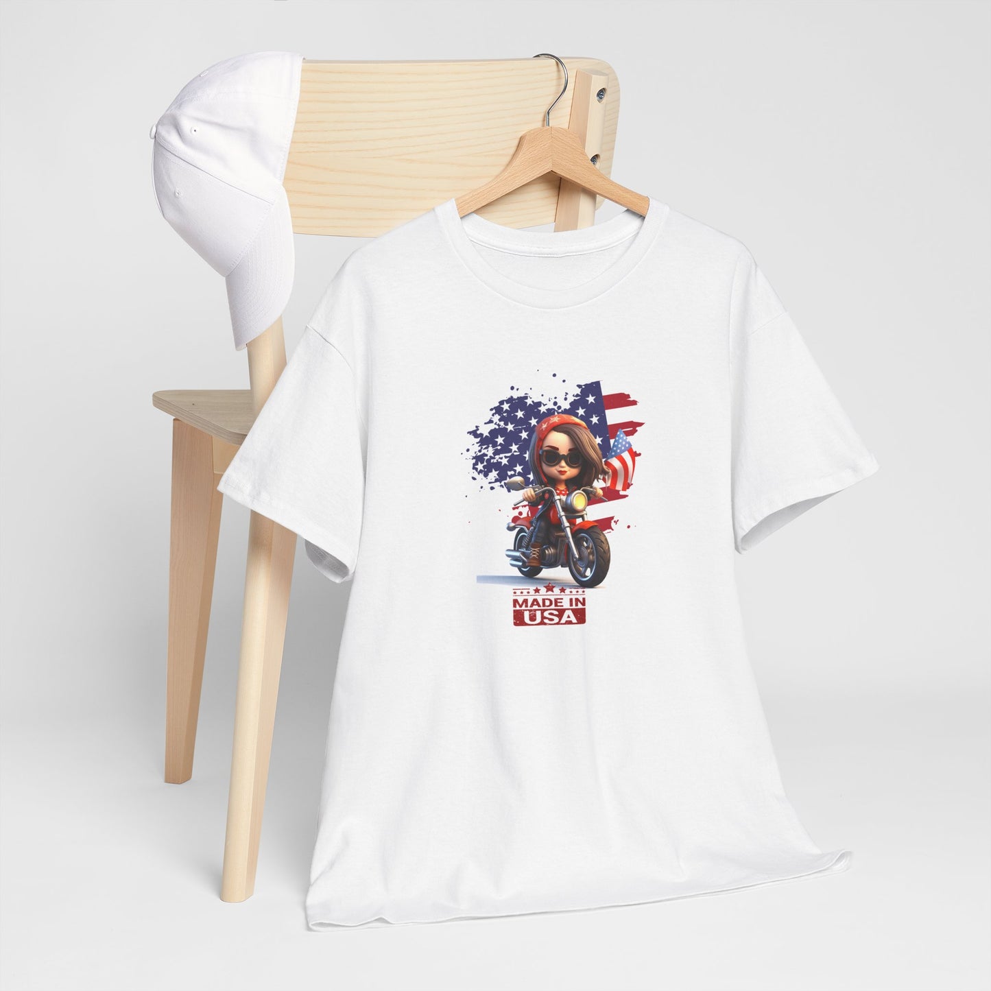 Princess Grace Patriotic Motorcycle Tee  Unisex Heavy Cotton Shirt  Made in USA