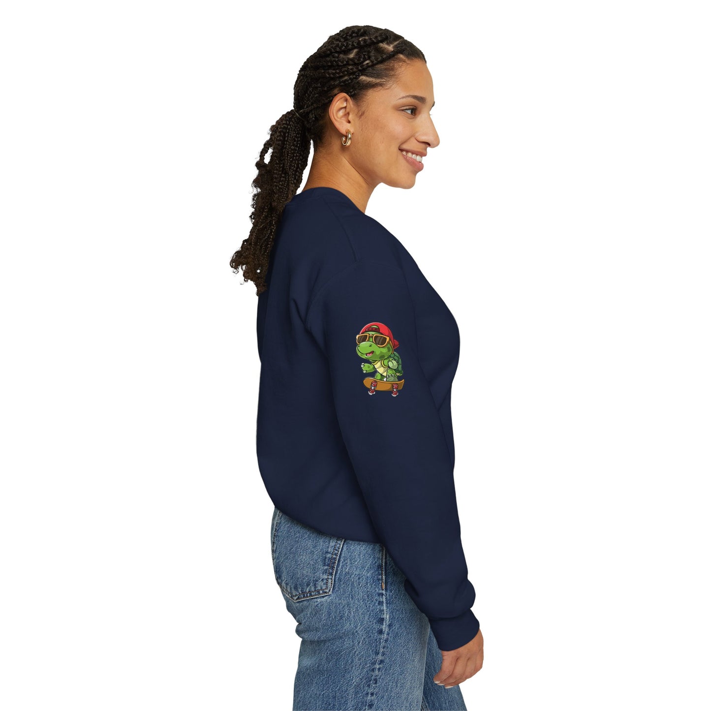 Princess Grace  Cool Turtle Skateboarding Crewneck Sweatshirt for Kids and Teens