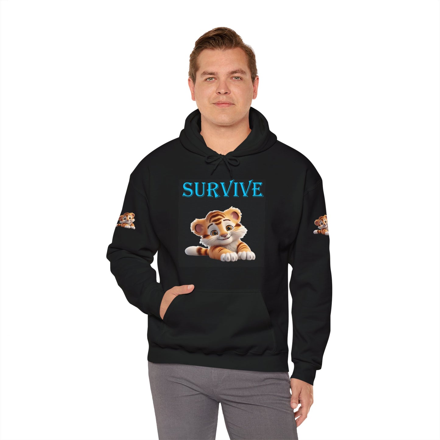 Princess Grace  Survive Plush Tiger Unisex Hoodie  Cute Animal Lover Hoodie for Cozy Comfort