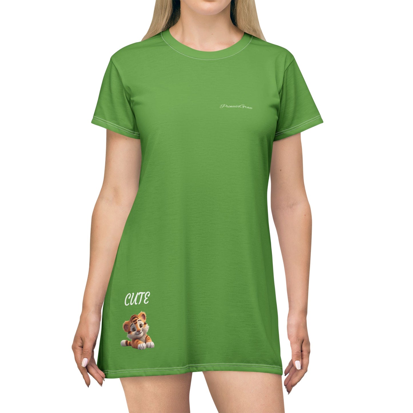 Princess Grace  Cute Green T-Shirt Dress  Perfect for Everyday and Parties