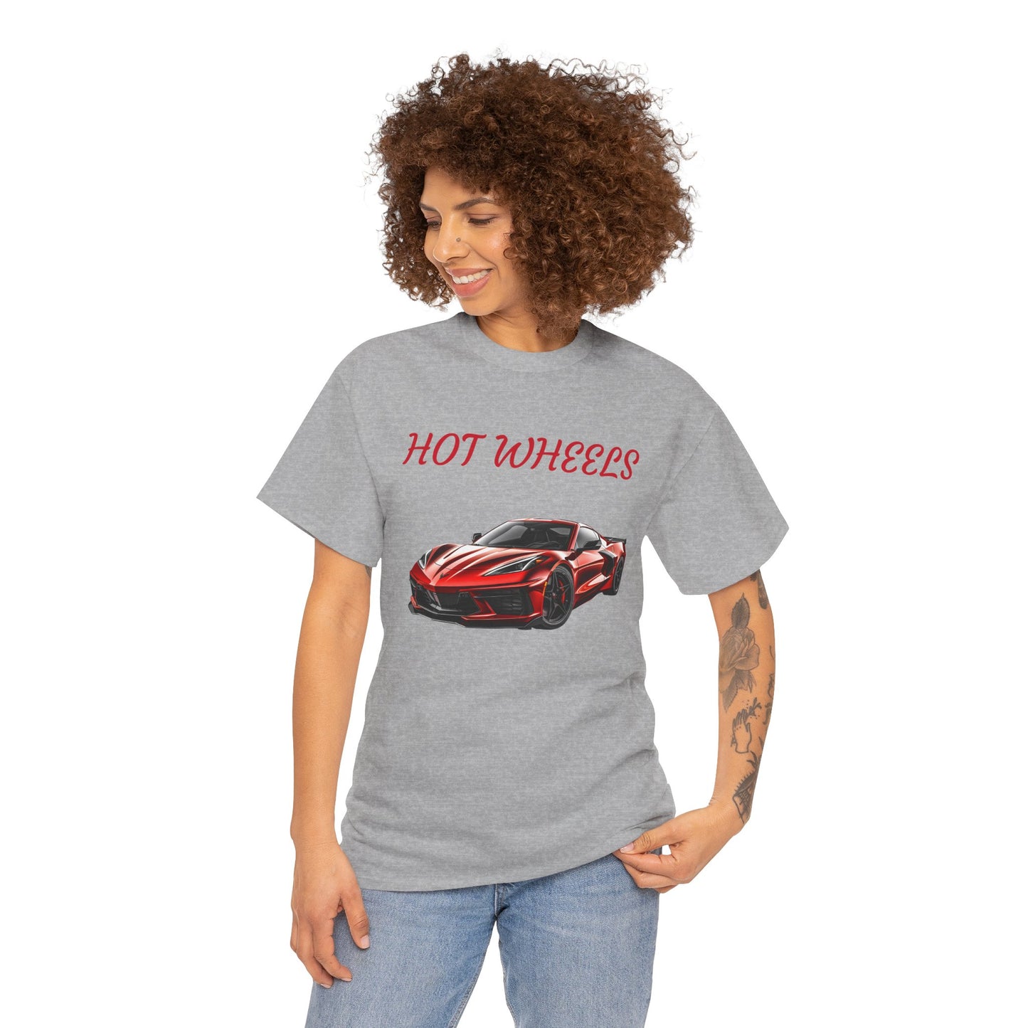 Princess Grace Red Corvette Unisex Heavy Cotton Tee Hot Wheels Racing Graphic Tee for Car Enthusiasts