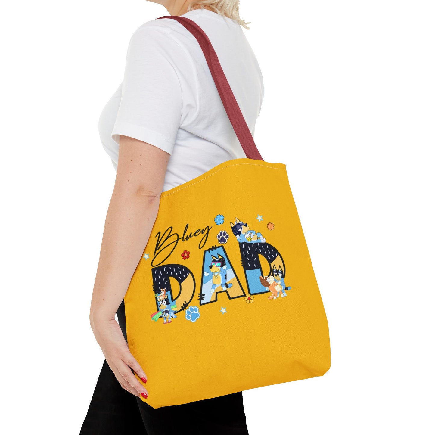 Princess Grace  Bluey Dad Tote Bag Bright Yellow Dog Lovers Tote for Father's Day and Casual Outings