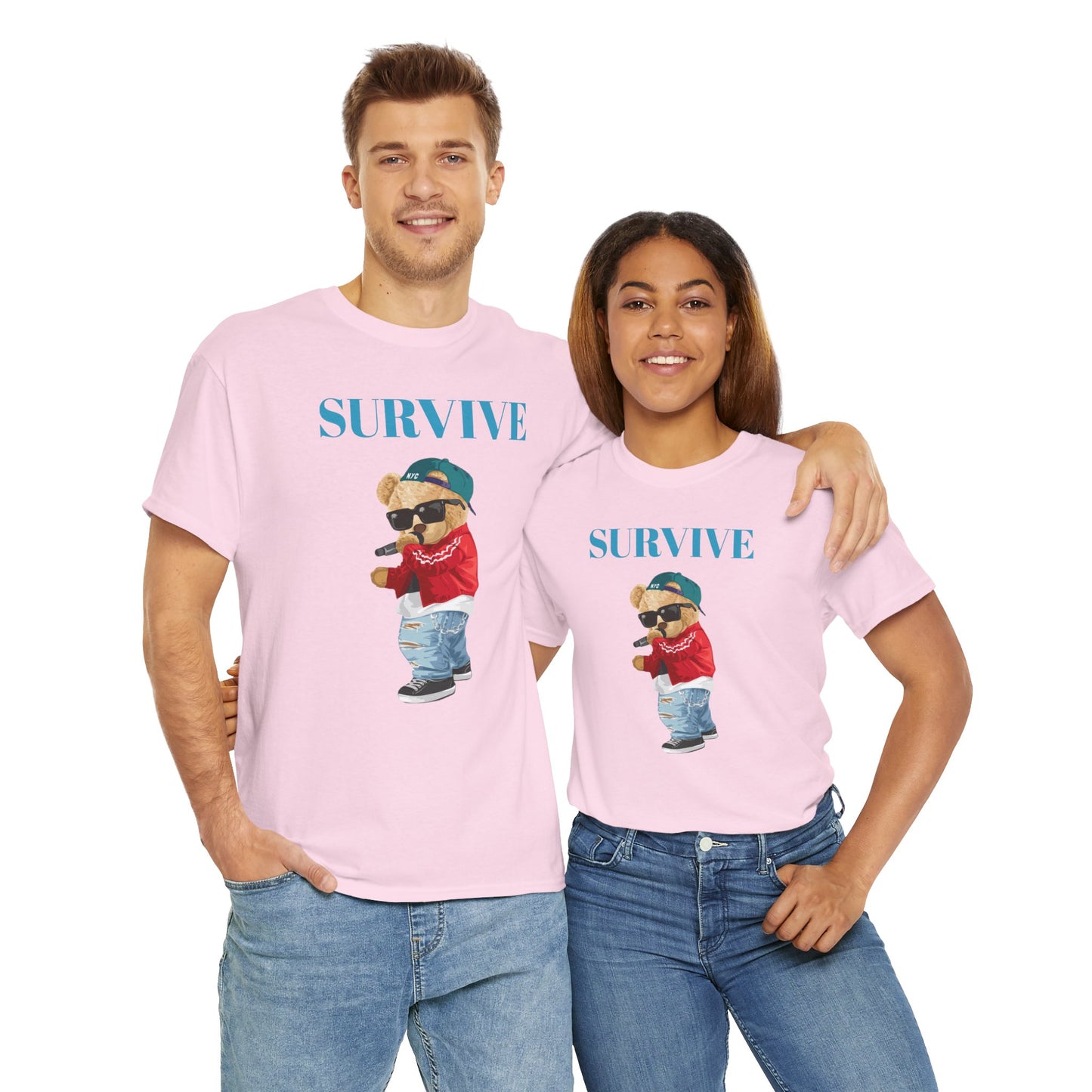 Princess Grace  Survive Bear Unisex Heavy Cotton Tee Trendy Casual Wear