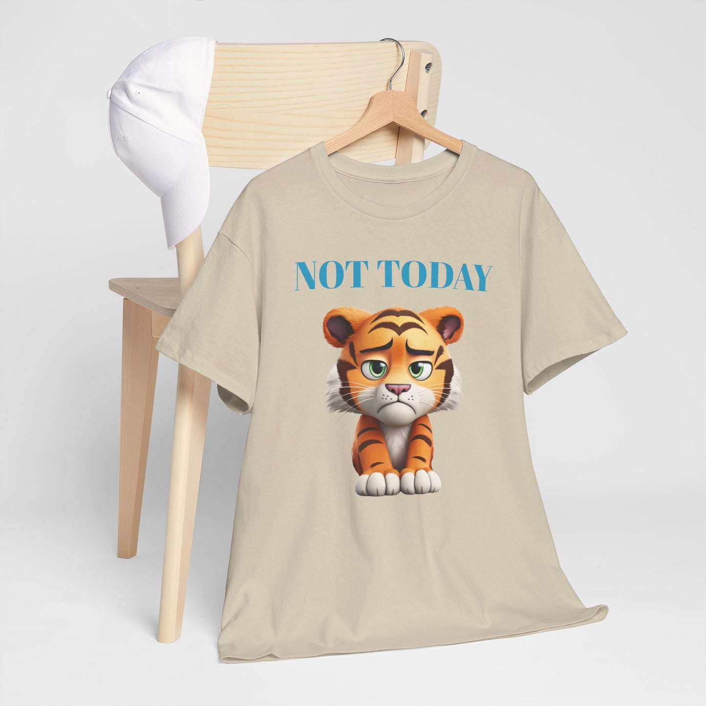 Princess Grace  Not Today Tiger Unisex Heavy Cotton Tee Casual Fun Cat Graphic Shirt