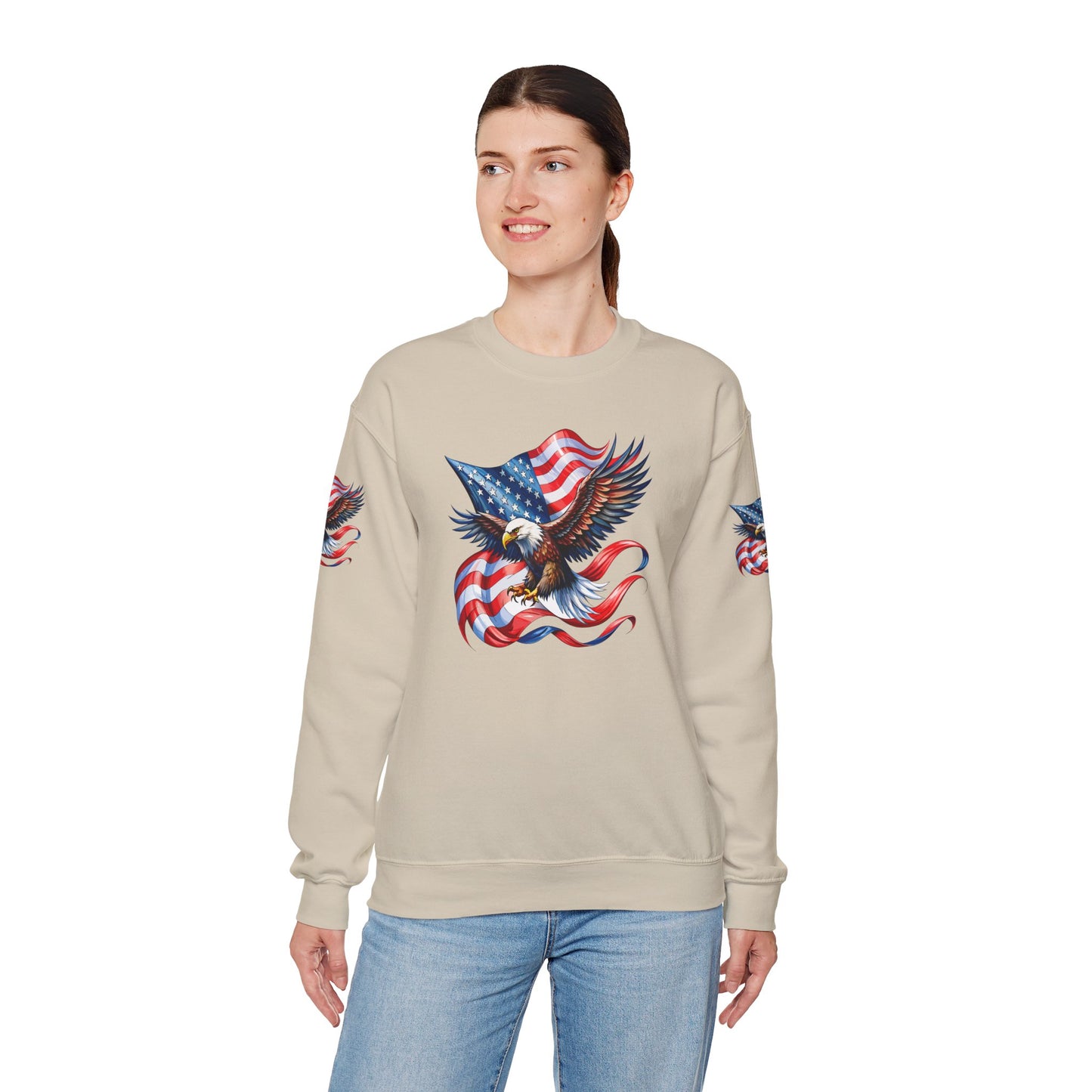 Princess Grace  Patriotic Eagle Crewneck Sweatshirt Unisex Heavy Blend Perfect for Independence Day and Memorial Day