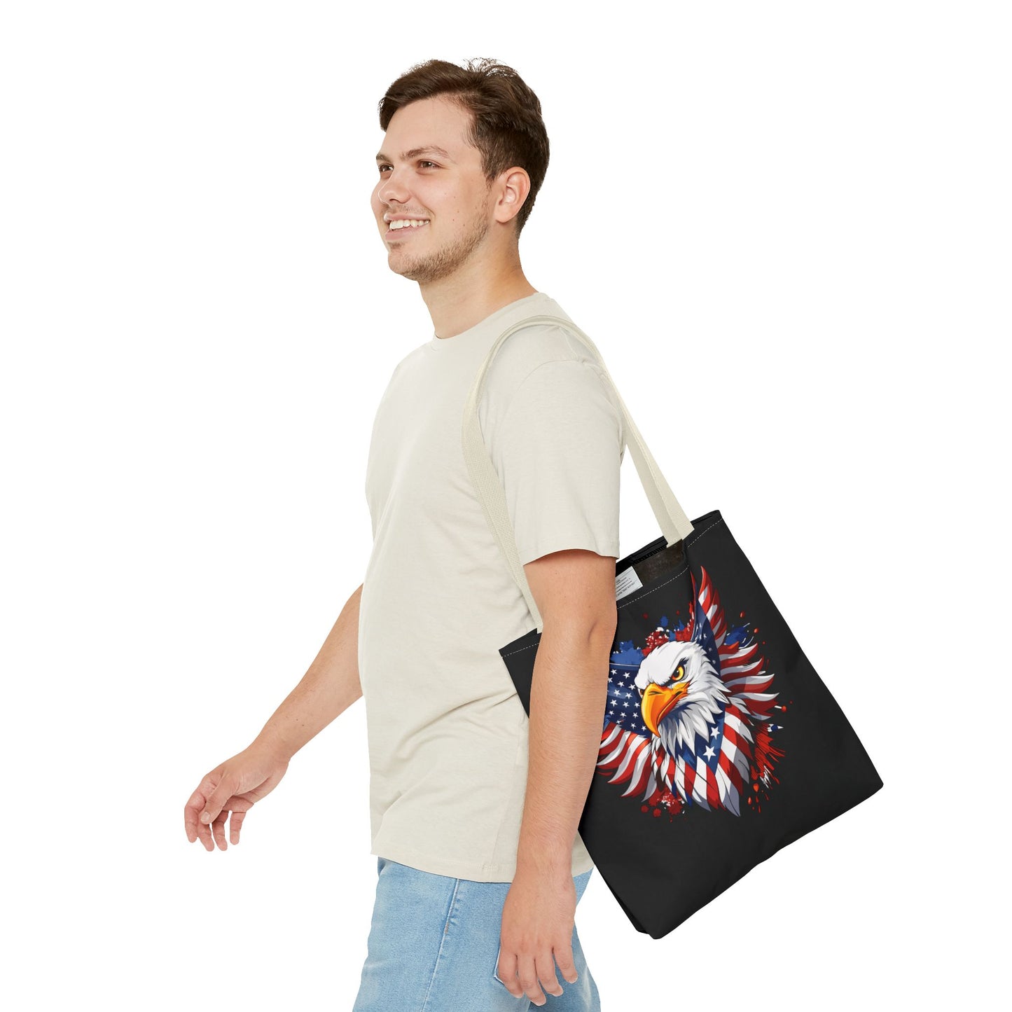 Princess Grace  Patriotic Eagle Tote Bag American Flag Design for Fourth of July & Everyday Use