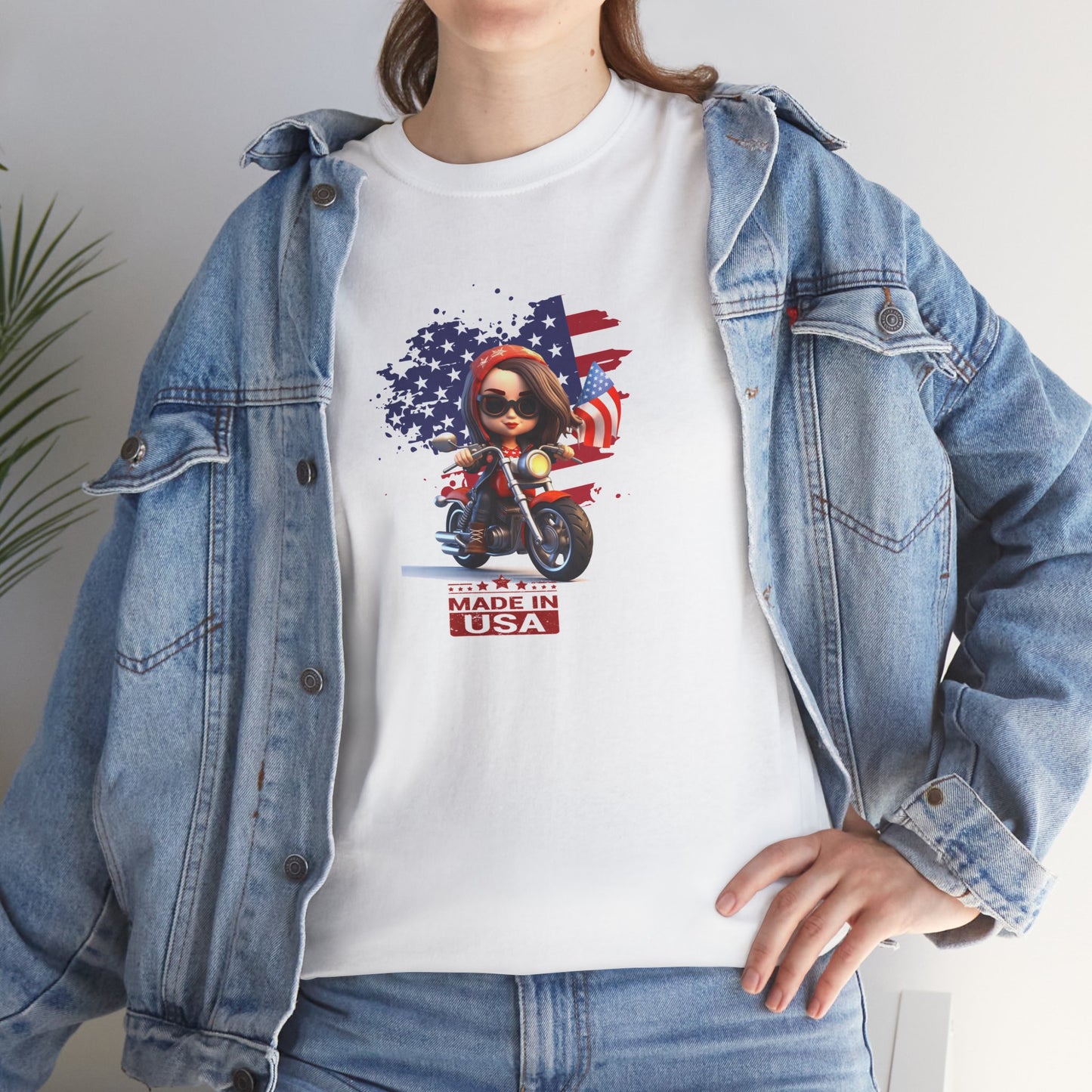Princess Grace Patriotic Motorcycle Tee  Unisex Heavy Cotton Shirt  Made in USA