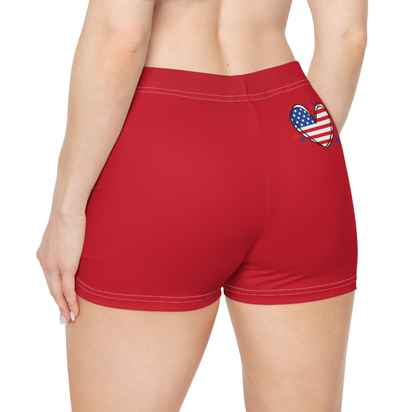 Princess Grace  Patriotic Love Women's Shorts Red Star-Patterned Heart Design