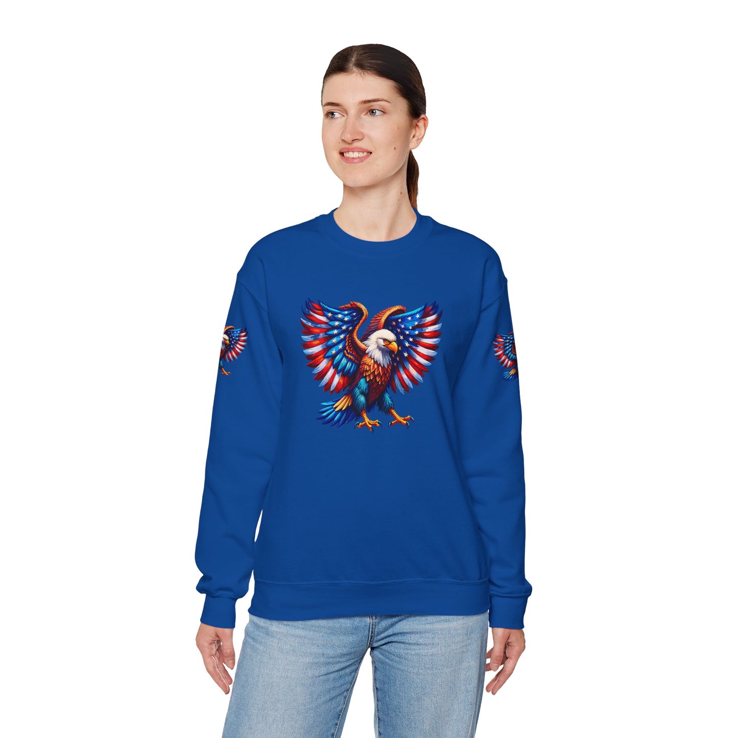 Princess Grace  Eagle Wings Unisex Crewneck Sweatshirt Patriotic Graphic Pullover