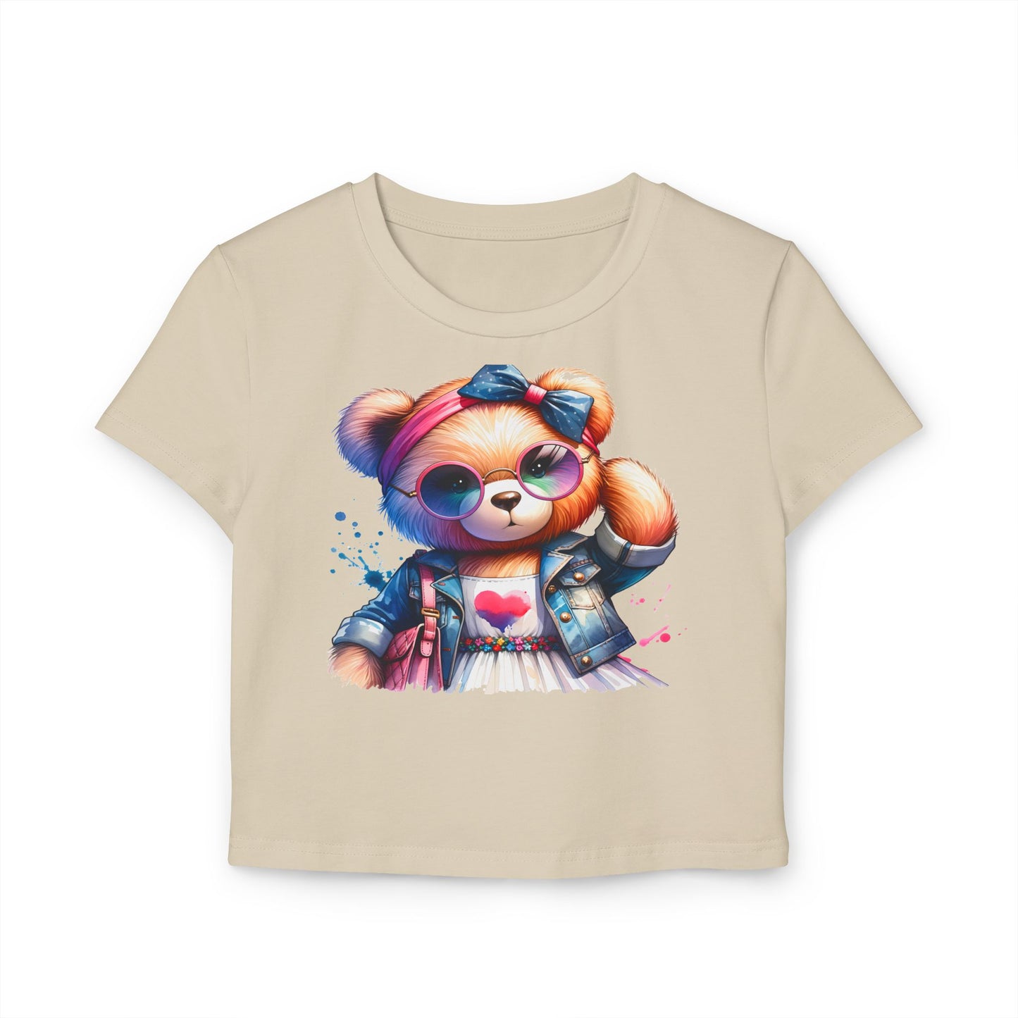 Princess Grace  Cute Bear Graphic Baby Tee for Women  Fun & Trendy