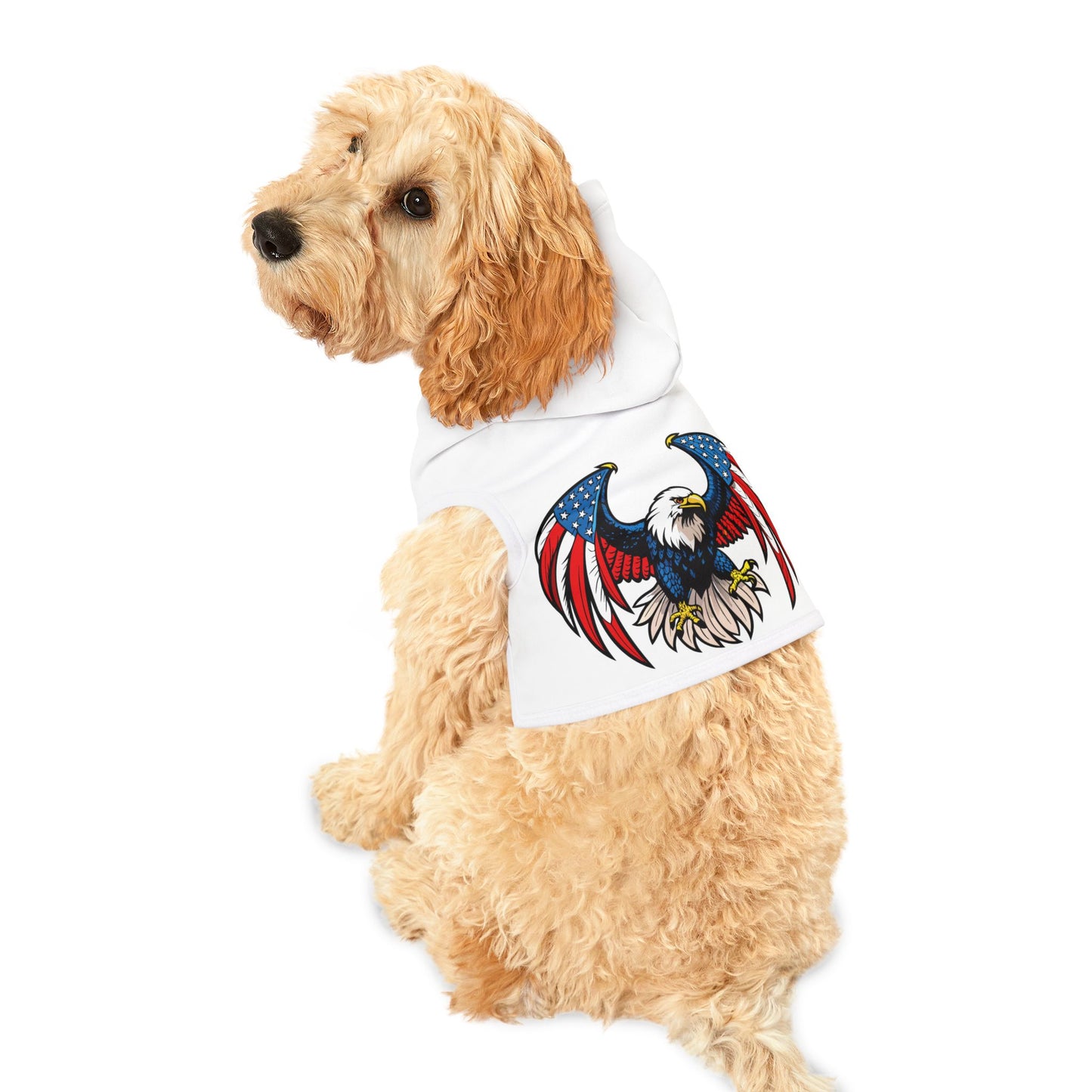 Princess Grace  Patriotic Eagle Pet Hoodie  Perfect for Independence Day and Outdoor Adventures