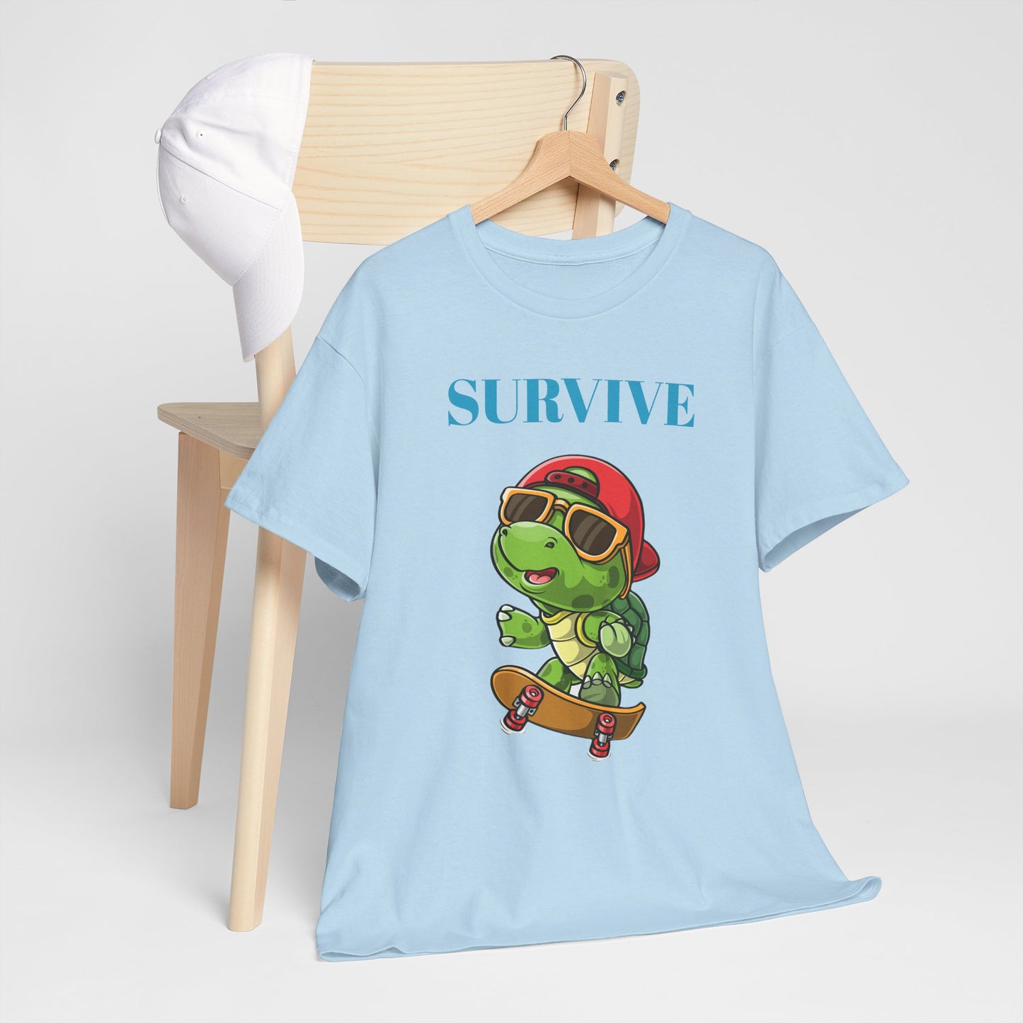 Princess Grace  Cool Skateboarding Turtle Tee "Survive" Unisex Cotton T-Shirt for Fun Lovers