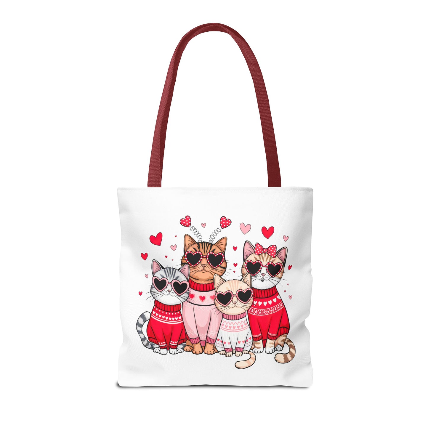 Princess Grace  Cute Cat Lover Tote Bag Stylish and Playful Red Heart Design