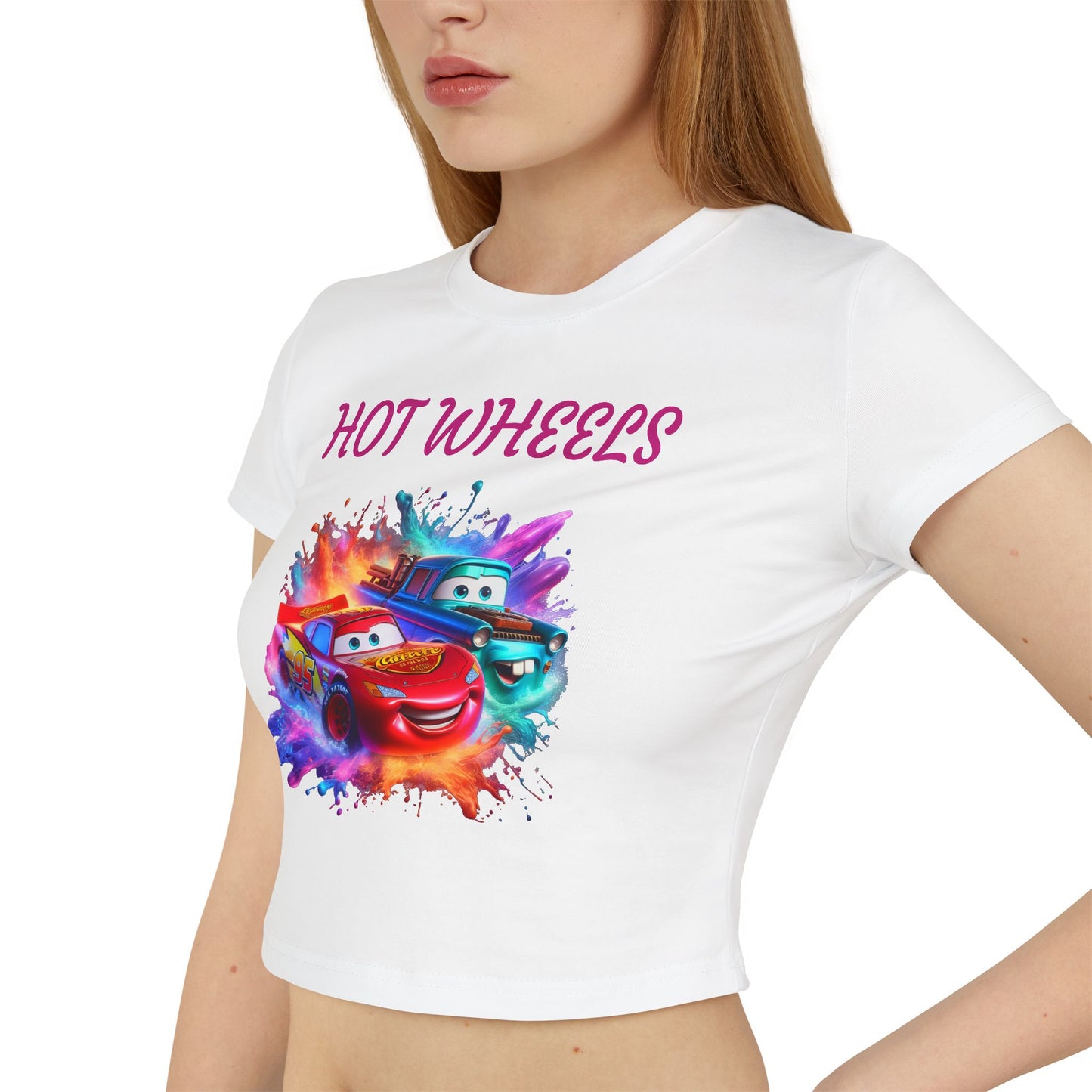 Princess Grace  Hot Wheels Women's Baby Tee Colorful Cartoon Graphic