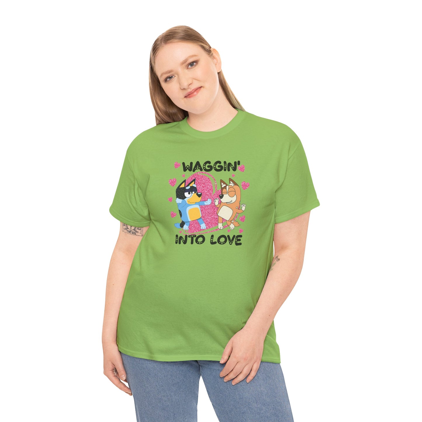 Princess Grace  Bluey  Waggin' Into Love Unisex Heavy Cotton Tee  Cute Pet Themed Shirt for Animal Lovers