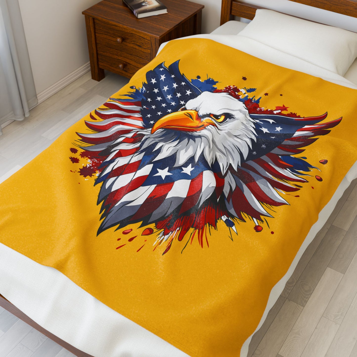 Princess Grace  Patriotic Eagle Velveteen Plush Blanket  Cozy and Bold Decor for Independence Day and All Year Round