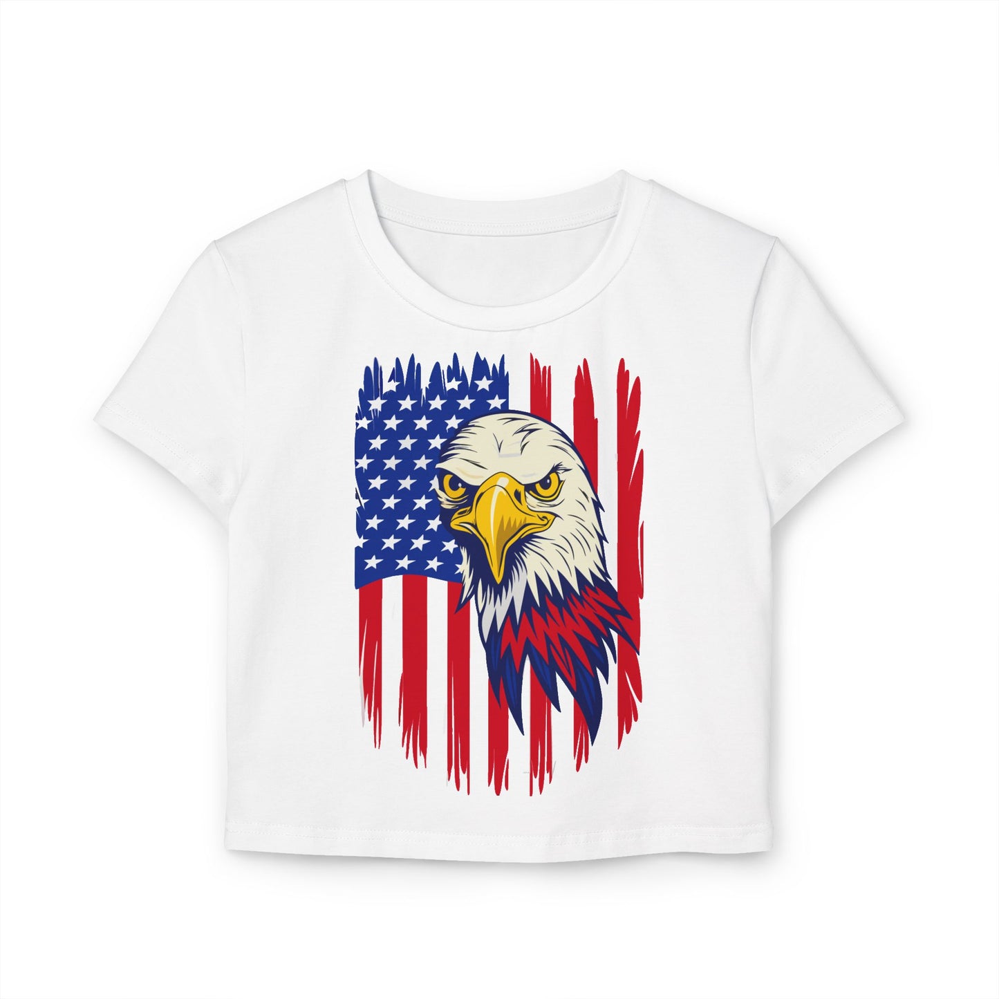 Princess Grace  Patriotic Eagle Women's Baby Tee  USA Graphic T-Shirt for Independence Day