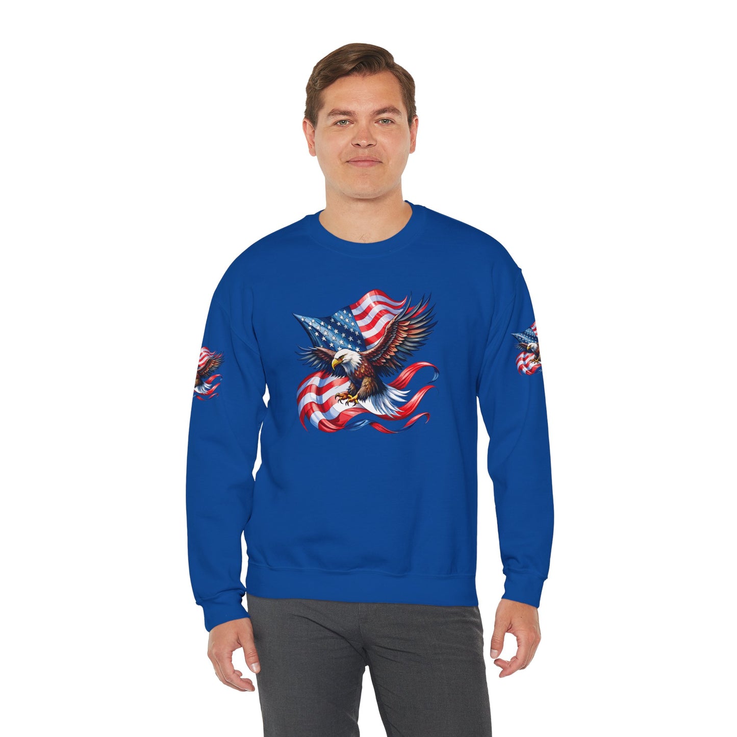 Princess Grace  Patriotic Eagle Crewneck Sweatshirt Unisex Heavy Blend Perfect for Independence Day and Memorial Day