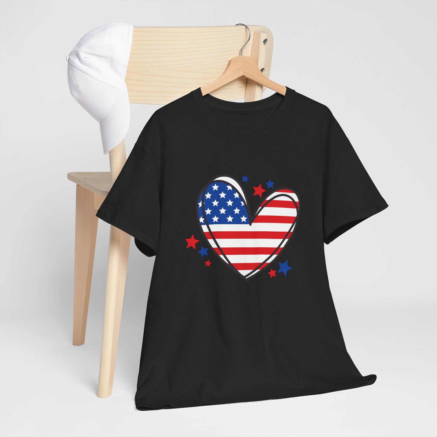 Princess Grace  Patriotic Heart Unisex Heavy Cotton Tee  USA Love T-Shirt