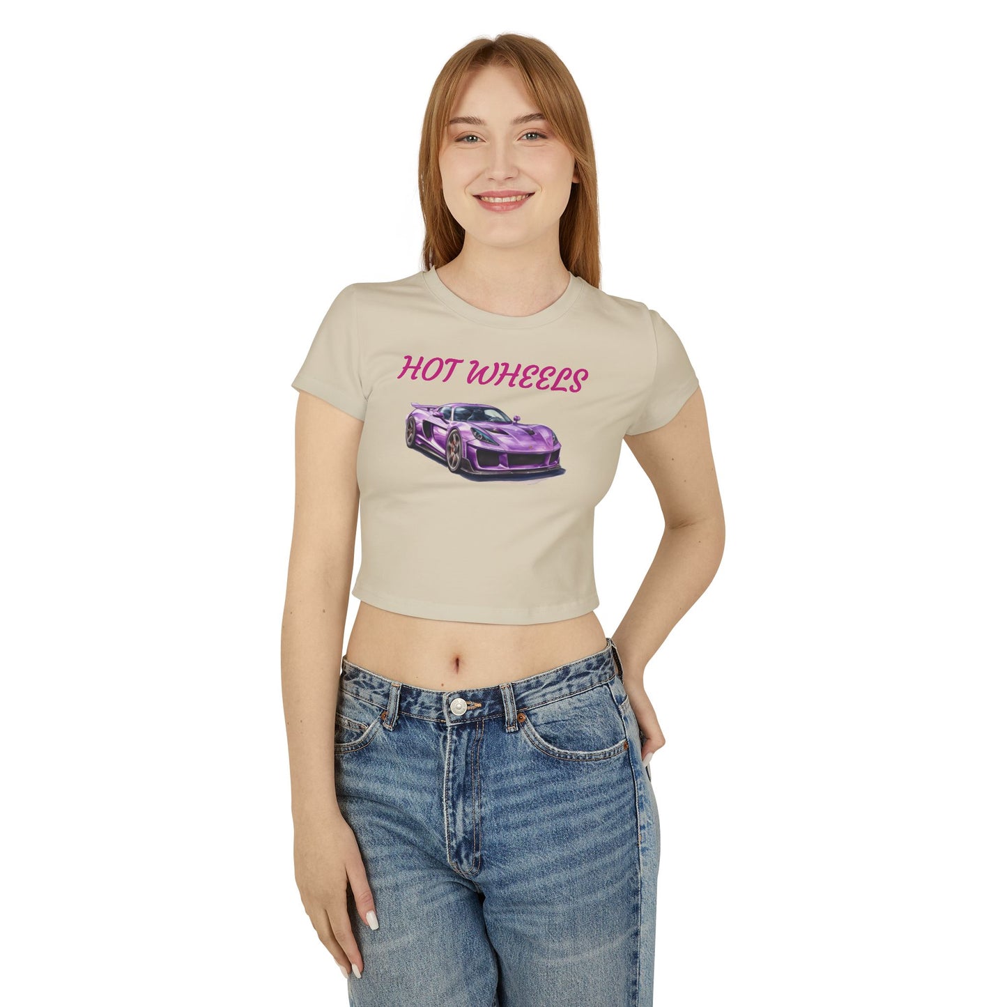 Princess Grace  Hot Wheels Print Women's Baby Tee Stylish Car Graphic Top