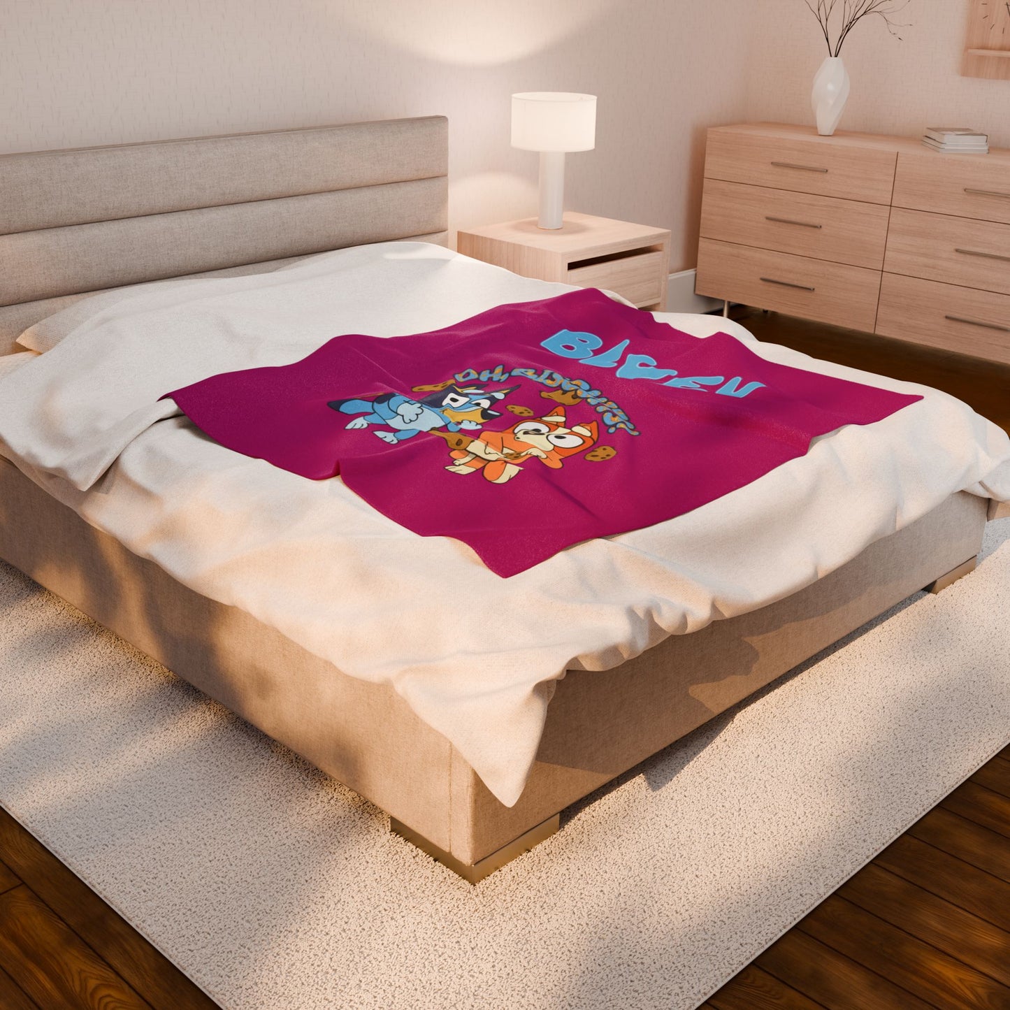 Princess Grace  Bluey Oh Biscuits  Velveteen Plush Blanket for Kids