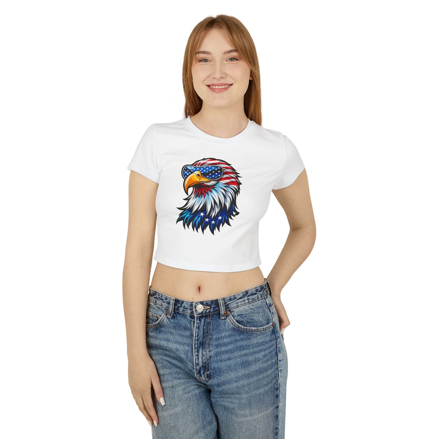 Princess Grace  Patriotic Eagle Women's Baby Tee USA Flag Design