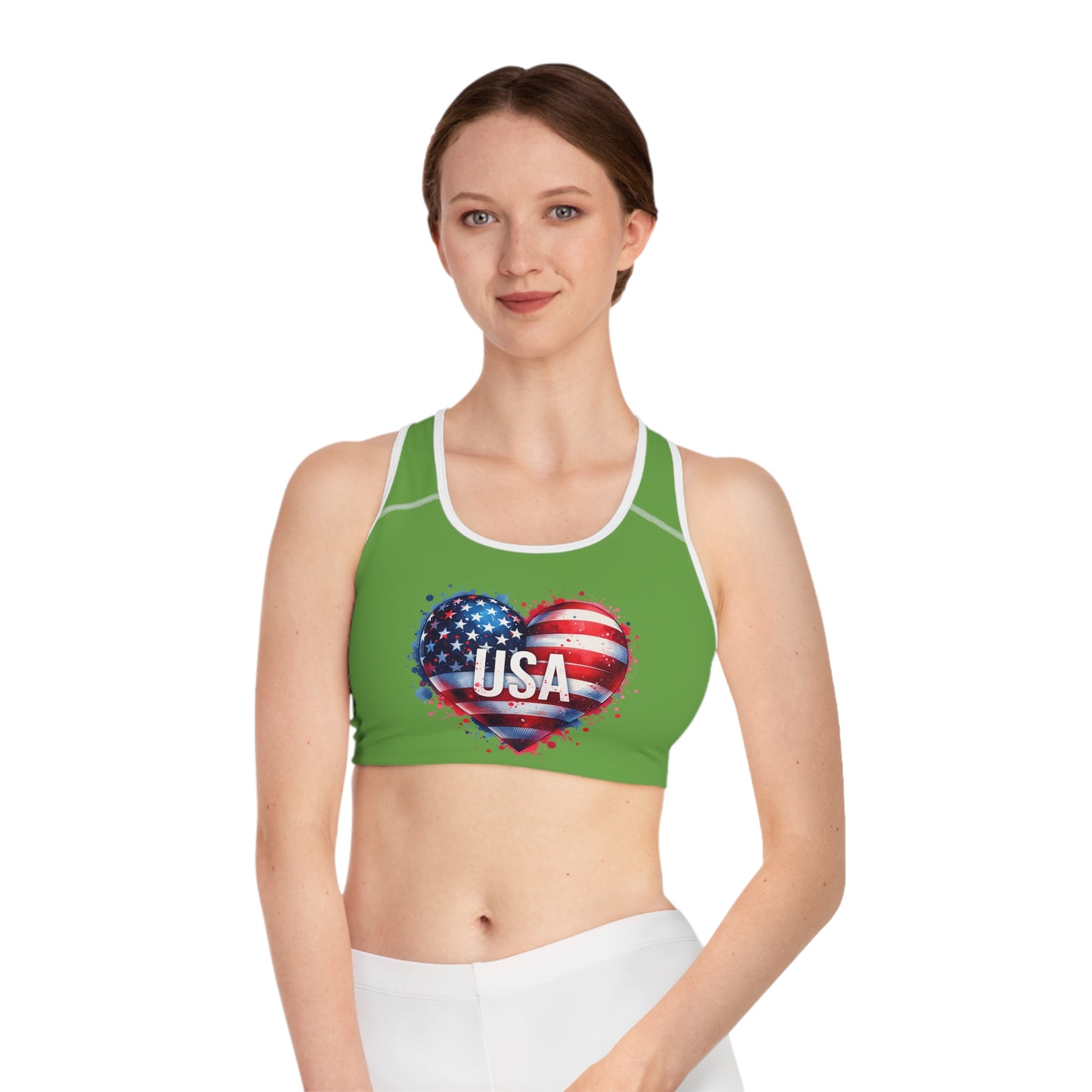 Princess Grace  Patriotic USA Sports Bra for Active Women