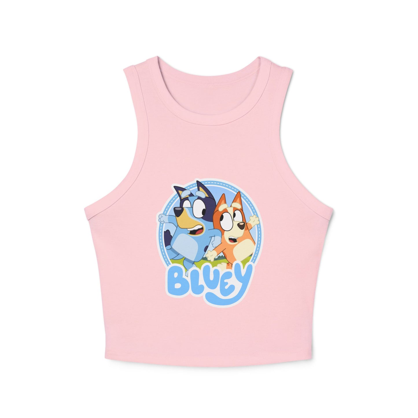 Princess Grace  Bluey Graphic Women's Racer Tank Top  Fun & Playful Summer Style