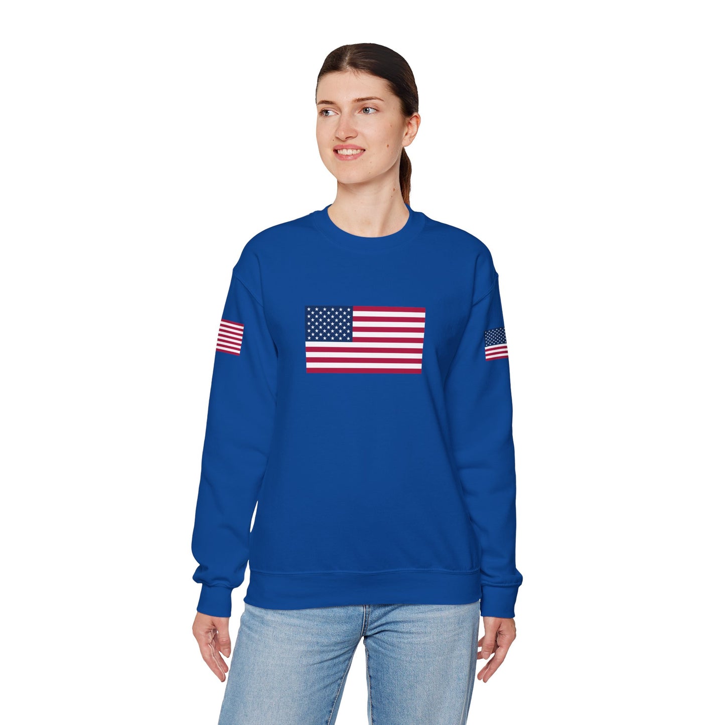 Princess Grace  Patriotic Unisex Crewneck Sweatshirt with American Flags