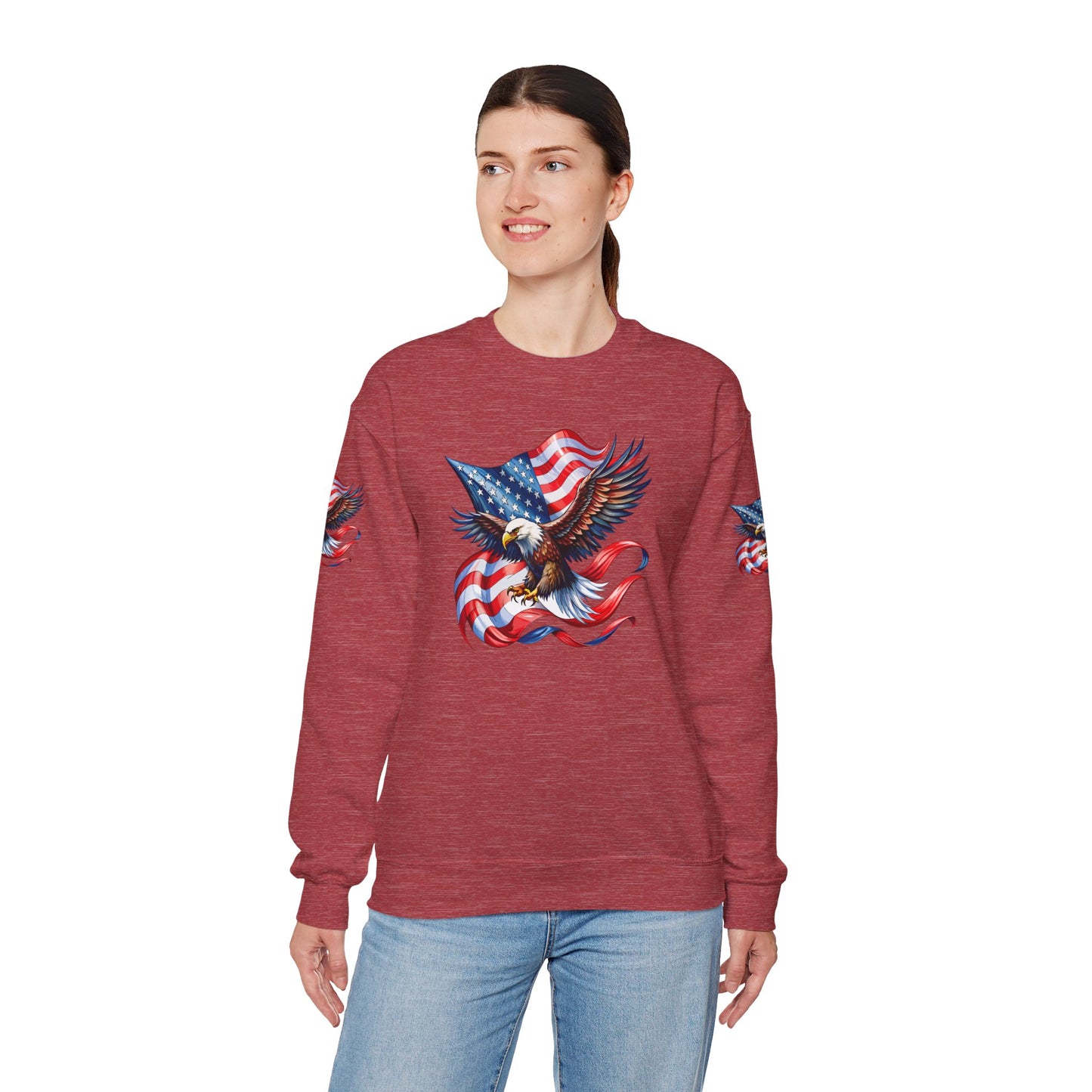 Princess Grace  Patriotic Eagle Crewneck Sweatshirt Unisex Heavy Blend Perfect for Independence Day and Memorial Day