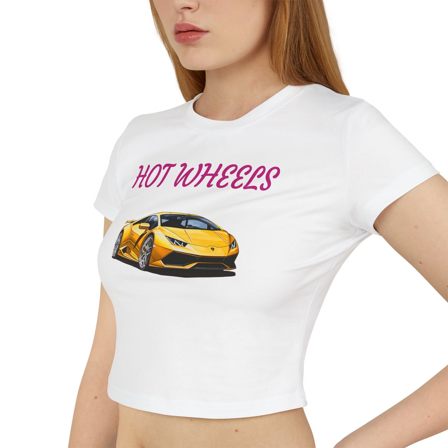 Princess Grace  Women's Hot Wheels Baby Tee Cute and Stylish Car Graphic Top for Car Enthusiasts