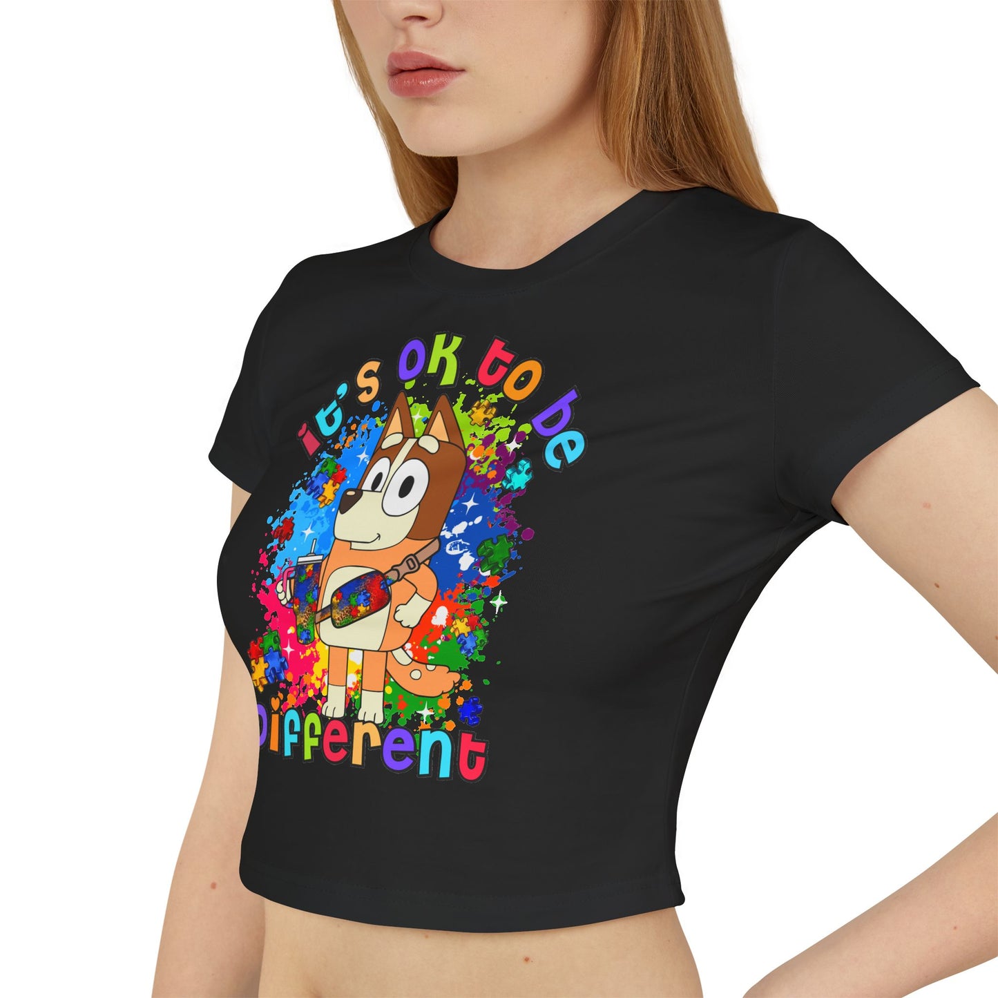 Princess Grace  Bluey  Colorful Bluey Women's Baby Tee  "It's OK to be Different"