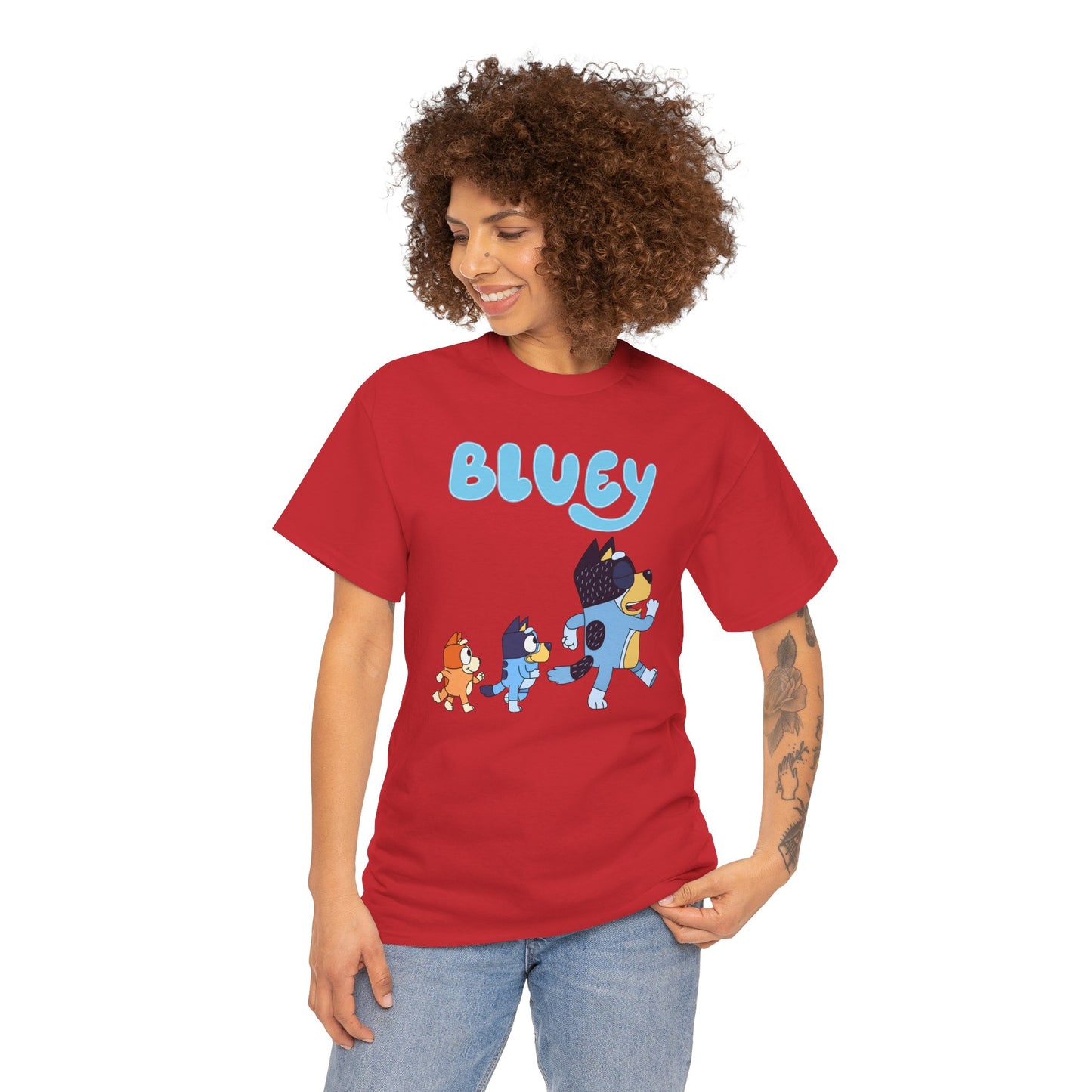 Princess Grace  Bluey Unisex Heavy Cotton Tee  Cute Cartoon T-Shirt for Kids and Adults