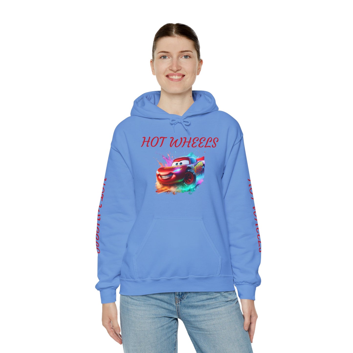 Princess Grace  Hot Wheels Unisex Heavy Blend Hooded Sweatshirt Fun and Colorful Racing Design