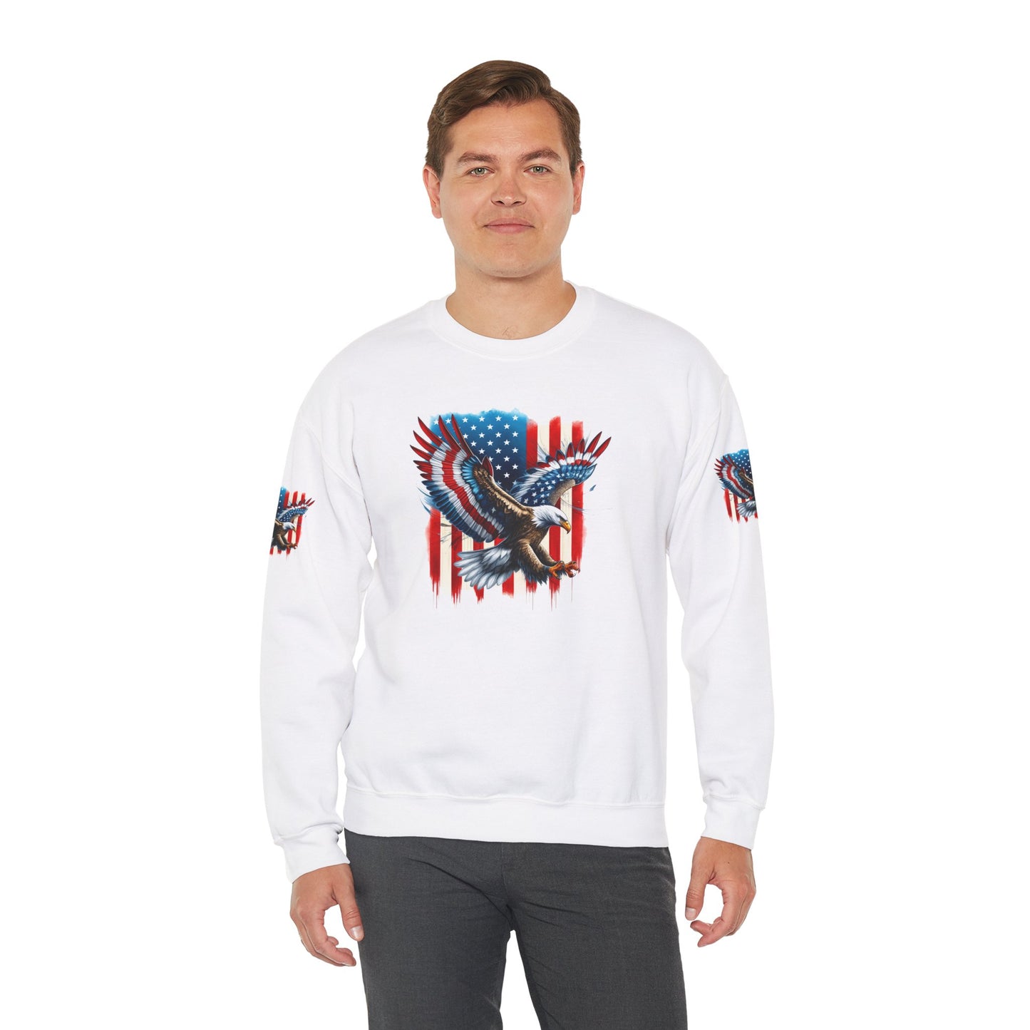 Princess Grace  Patriotic Eagle Crewneck Sweatshirt Unisex Heavy Blend