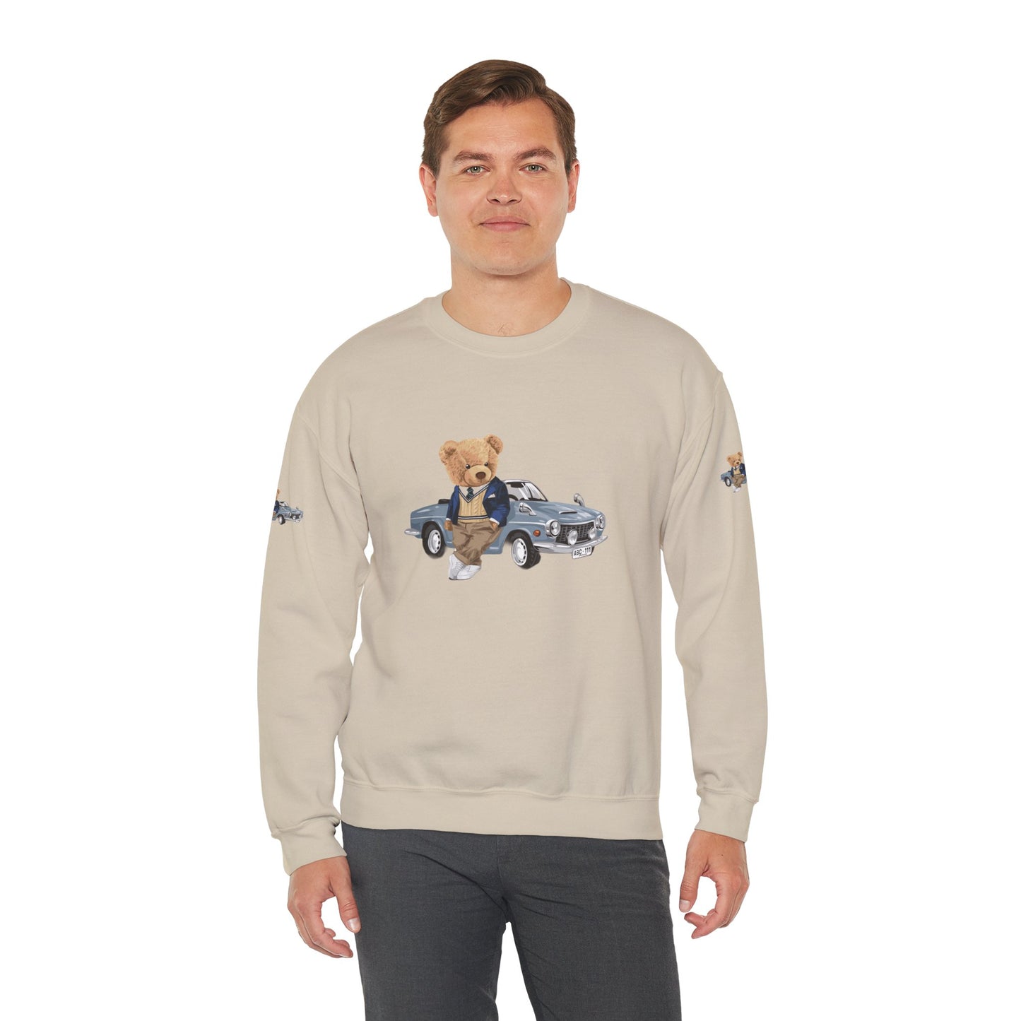 Princess Grace  Stylish Crewneck Sweatshirt with Bear and Car Design