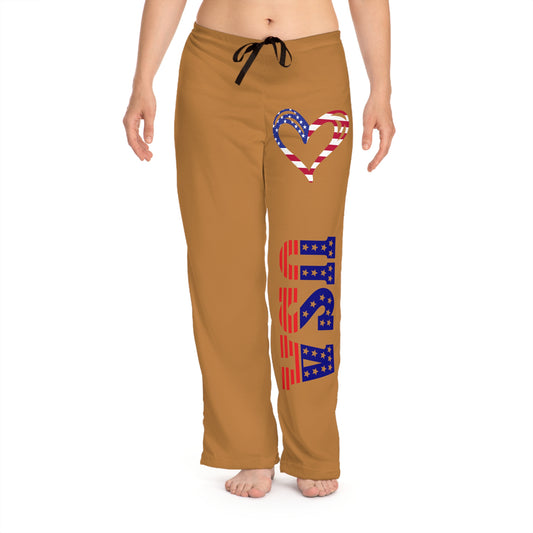 Princess Grace  Patriotic Women's Pajama Pants with USA Heart Design