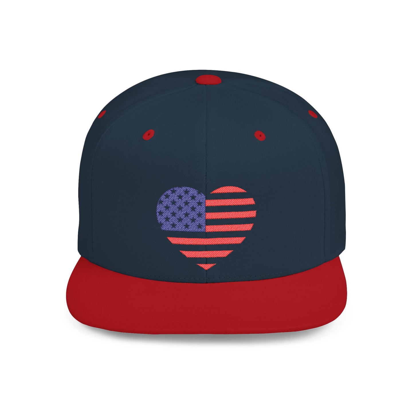 Princess Grace Patriotic Heart Flat Bill Snapback Cap