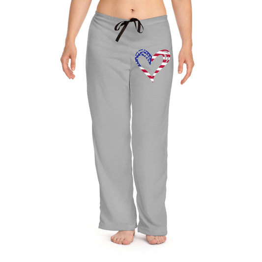 Princess Grace  Patriotic Heart  Pajama Pants  Comfortable Lounge Wear for Holidays & Relaxation